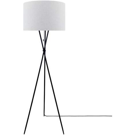 Paco Home Lampada Da Terra Moderna Soggiorno Treppiede Lampada Terra 157cm Interrutt Filo  Grigio (Ø45.5 cm),  Treppiede bianco + lampadina