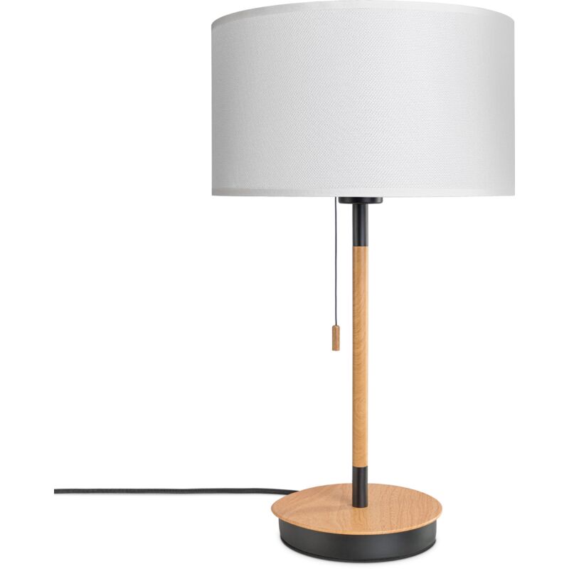 Image of Lampada Da Terra Soggiorno Paralume Stoffa Da Tavolo Tessuto E27 Da Notte Bianco (Ø28cm), Lampada da tavolo - Nero - Paco Home