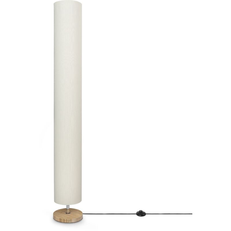 Paco Home Lampadaire Lampe De Table Salon Lampe De Chevet Abat-Jour Bois Moderne Blanc (Ø16cm), Lampadaire - Bambou
