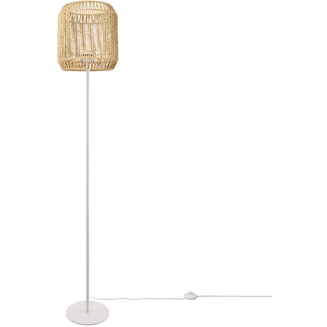 Lampadaire pied filaire Extrabus H153cm Rotin Beige et Noir et Métal Or