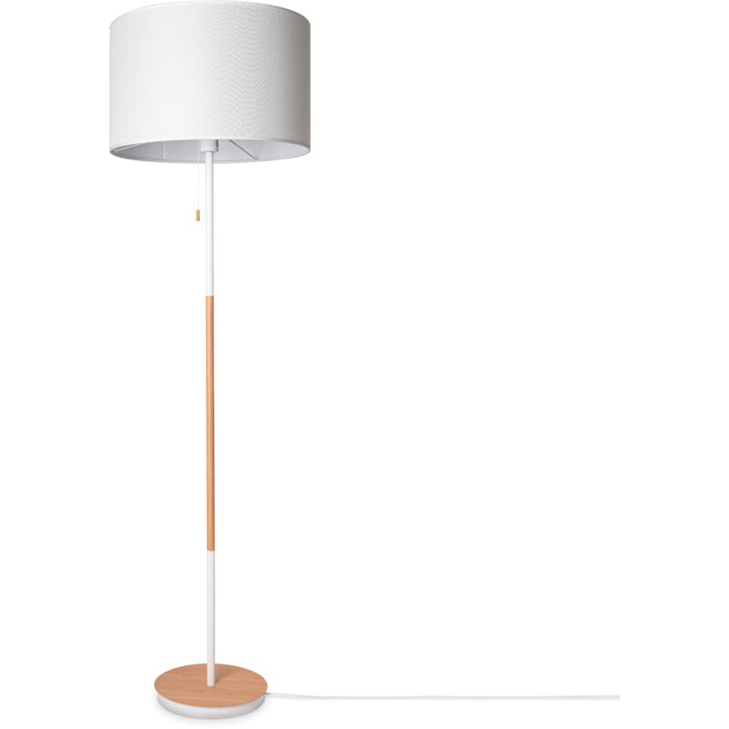 Paco Home - Lampadaire Salon Abat-Jour Tissu Lampe à Poser Textile E27 Veilleuse Blanc (Ø45.5 cm), Lampadaire - Type 3 - Blanc