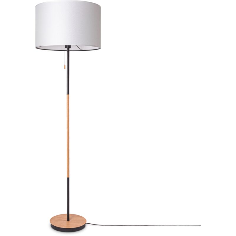 Paco Home - Lampadaire Salon Abat-Jour Tissu Lampe à Poser Textile E27 Veilleuse Blanc (Ø45.5 cm), Lampadaire - Type 3 - Noir
