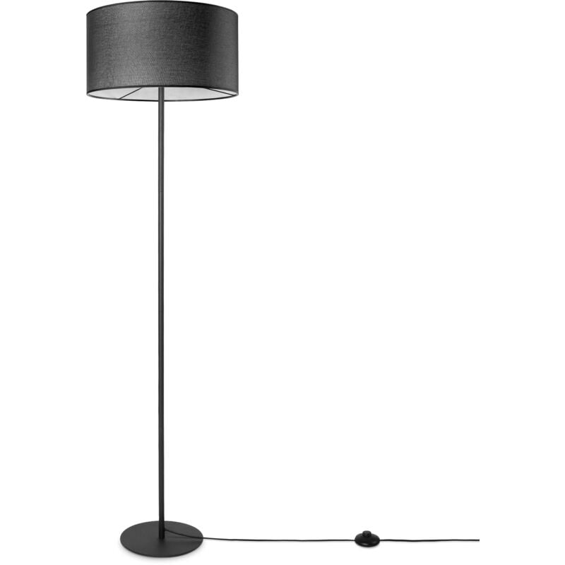 Paco Home - Lampadaire Salon Abat-Jour Tissu Lampe à Poser Textile E27 Veilleuse Noir (Ø38 cm), Lampadaire - Type 2 - Noir