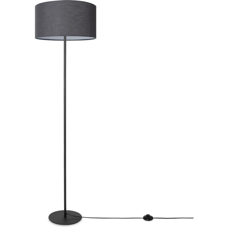 Lampadaire Salon Chambre Tripode Abat-jour Tissu Lampadaire E27 Uni Lampadaire - Type 1 - Noir, Noir (Ø38 cm) - Paco Home