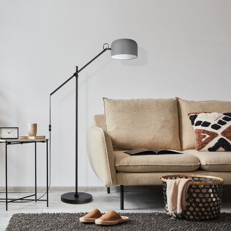 Paco Home Lampade LED Sospensione Da Terra Plafone Deco Soggiorno Lettura Ufficio E27 Nero, Lampada da terra - Grigio