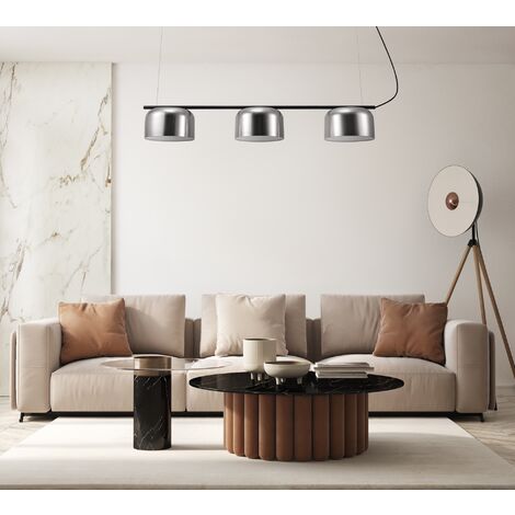 Paco Home Lampade LED Sospensione Da Terra Plafone Deco Soggiorno Lettura Ufficio E27 Nero, Pendelleuchte 3-Flammig - Matt Nickel (de)