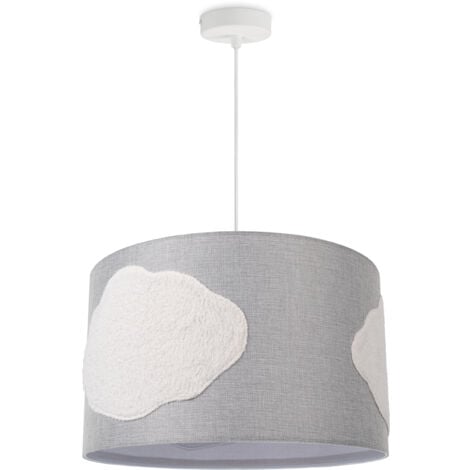 Paco Home Lámpara colgante LED lámpara colgante habitación de niños habitación de bebéE27 Blanco (Ø45.5 cm), Lámpara colgante Gris