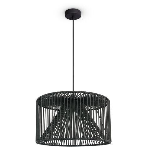 Paco Home Lámpara Colgante LED Salón Lámpara Colgante Comedor Vintage Mimbre Look Boho Luce a sospensione, Schwarz 13 (de)
