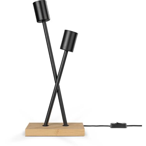 Paco Home Lámpara De Mesa De Pie Vintage E27 Salón Industrial Diseño Moderno LED Retro Lámpara de mesa, Negro - Bambú