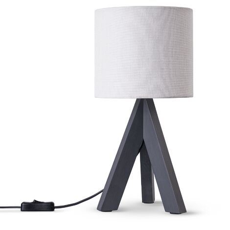 Paco Home Lámpara De Mesa Trípode Mesilla Lámpara De Pie E27 Pantalla Tela Uni Lámpara de mesa - Negro, Blanco (Ø17 cm)