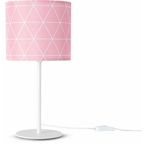 Paco Home Lámpara De Pared Pantalla De Tela Lámpara Mesilla E14 Vintage Retro Redonda Lámpara de mesa - Blanco, Diseño 11 (Ø18 cm)