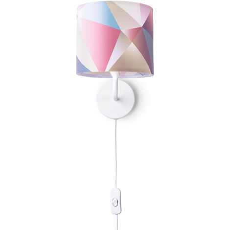Paco Home Lámpara De Pared Pantalla De Tela Lámpara Mesilla E14 Vintage Retro Redonda Lámpara de pared - Blanco, Diseño 4 (Ø18 cm)
