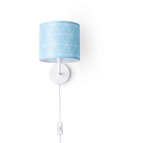 Paco Home Lámpara De Pared Pantalla De Tela Lámpara Mesilla E14 Vintage Retro Redonda Lámpara de pared - Blanco, Diseño 9 (Ø18 cm)