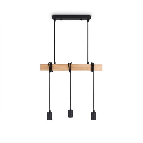 Paco Home Lámpara De Suspensión  Colgante Salón Comedor Cocina Vintage E27 Nero, Lampada a sospensione 3xE27