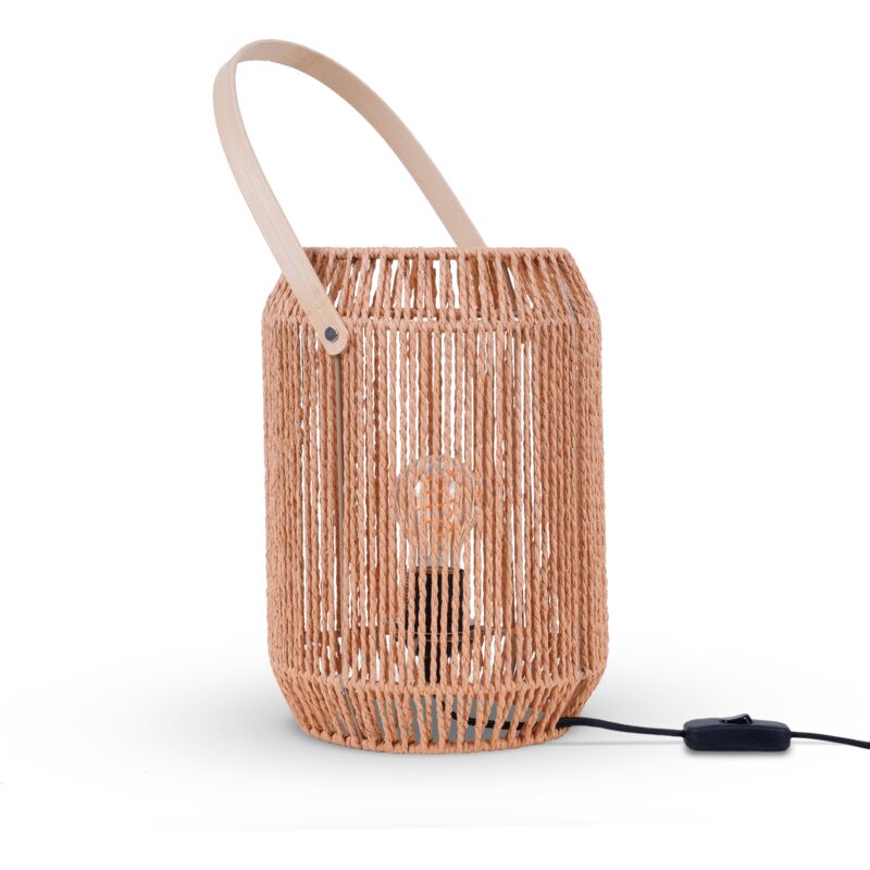 Paco Home - Lampe à Poser Lampe Bureau Lampe Chevet Lampe Lecture Abat-Jour Boho E27 Type 1, Nature