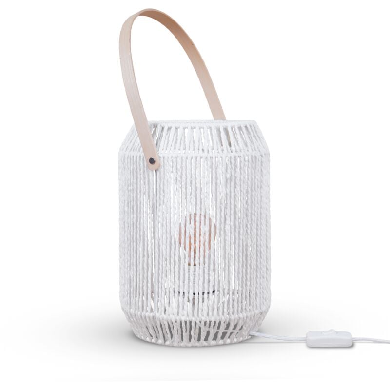 Lampe à Poser Lampe Bureau Lampe Chevet Lampe Lecture Abat-Jour Boho E27 Blanc, Type 1 - Paco Home