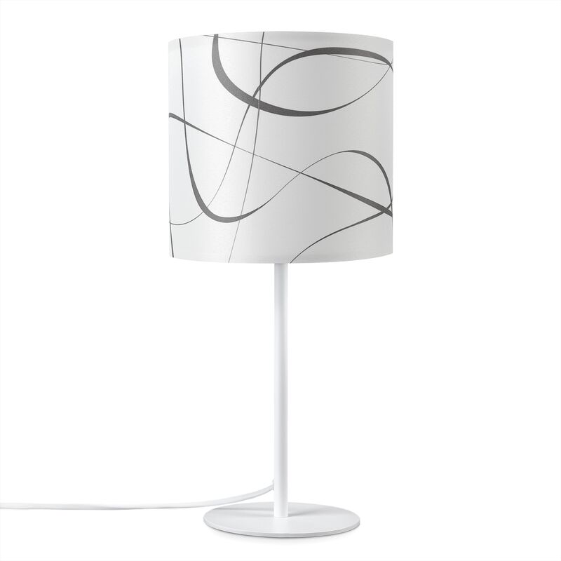 Paco Home - Lampe à Poser Table De Chevet Abat-Jour En Tissu Applique Salon Vintage Lampe de table - Blanc, Design 3 (Ø18 cm)