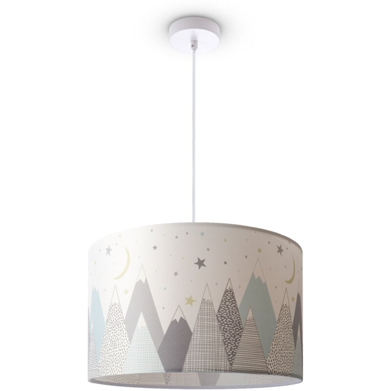 Paco Home - Plafonnier Chambre Enfant Suspension Chambre Bébé Pompier Rue Police E27 Lampe à suspension - Blanc, Design 7 (Ø45,5 cm)
