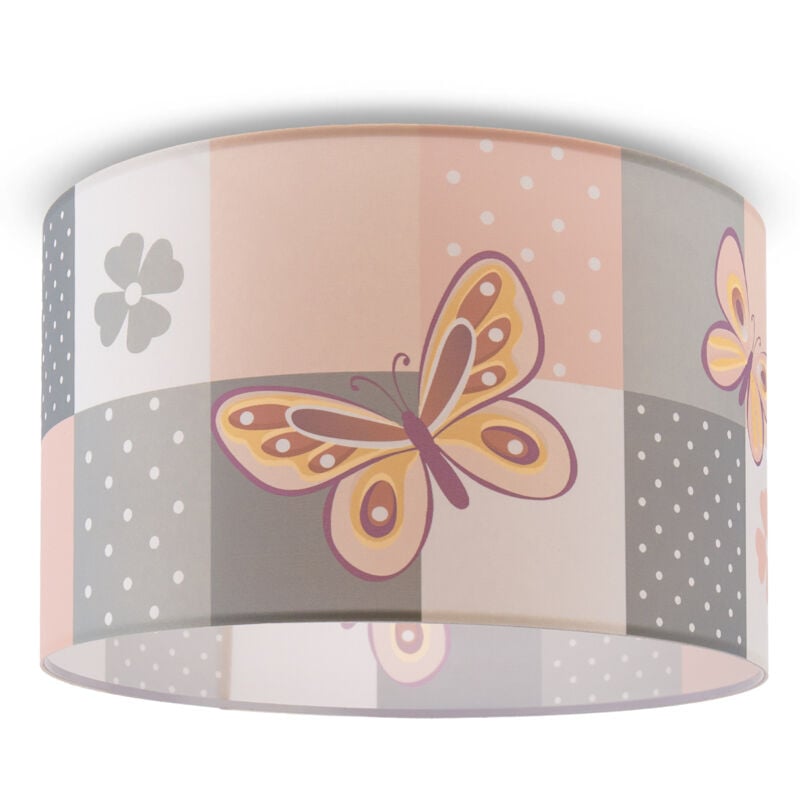 Plafonnier Suspension Chambre Enfant Abat-Jour Tissu Rond Coloré Bébé E27 Plafonnier - Blanc, Crème (Ø455cm) - Paco Home