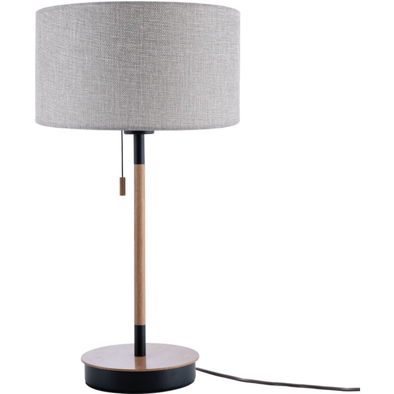 Paco Home - Lampe De Bureau Lampe De Chevet Hauteur 49 cm Design Scandinave Gris (Ø28 cm), Lampe de bureau noir/bois