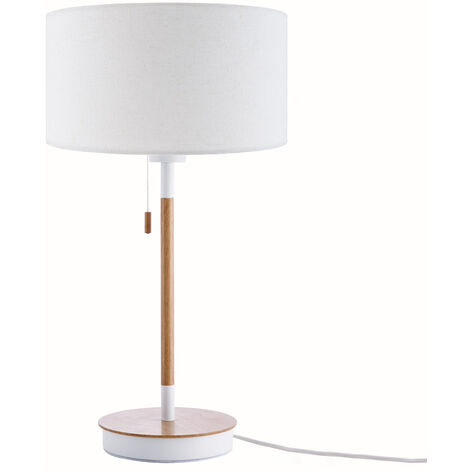 Lampe de bureau blanche et bois, design Scantling - Réf. 17020327