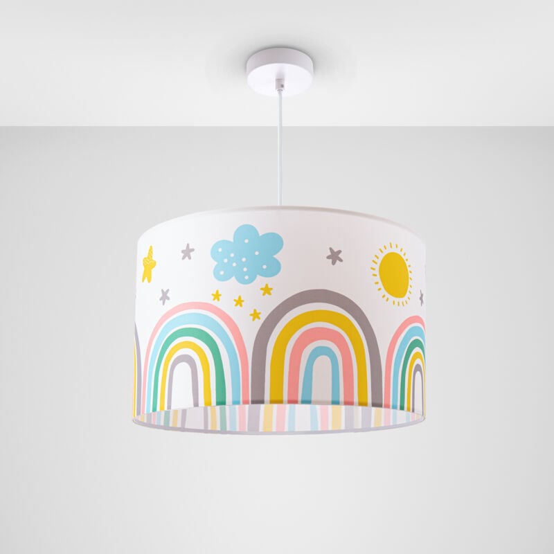 Paco Home - Lampe Enfant Chambre Bébé Arc-En-Ciel Étoiles Lampadaire Lampe Poser Plafonnier Lampe à suspension - Blanc, Multicolore 1 (Ø45.5 cm)