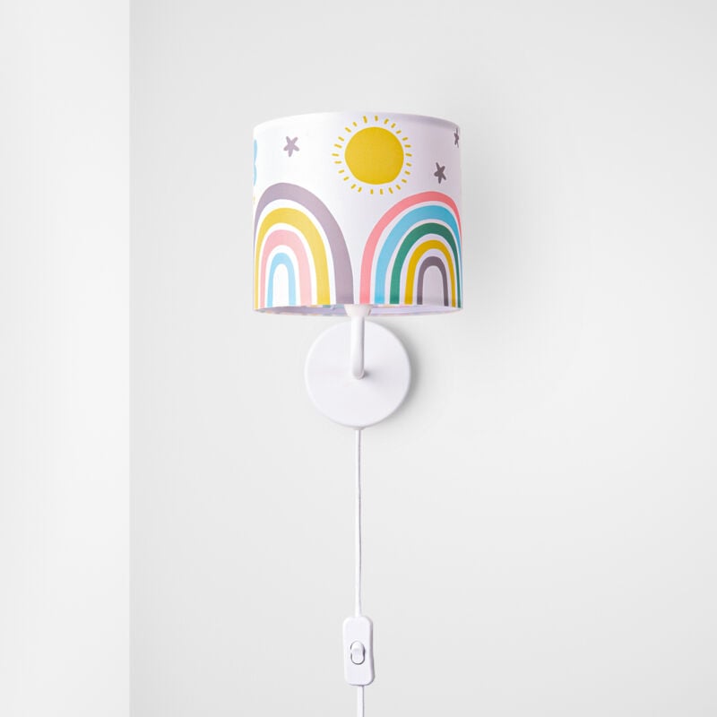 Paco Home - Lampe Enfant Chambre Bébé Arc-En-Ciel Étoiles Lampadaire Lampe Poser Plafonnier Lampe murale - Blanc, Multicolore 1 (Ø18 cm)