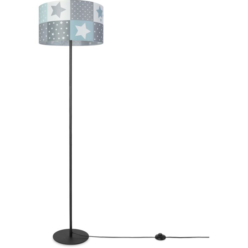 Paco Home - Lampadaire Chambre Enfant Abat-Jour Rond Lampe Tissu Bébé Coloré E27 Design 2 (Ø38 cm), Lampadaire à un pied - Noir