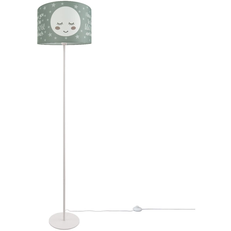 Lampe pour enfants Lampadaire Chambre d'enfant Lampe avec motif lune E27 Un pied Blanc + Ampoule, Gris (Ø38 cm) - Paco Home