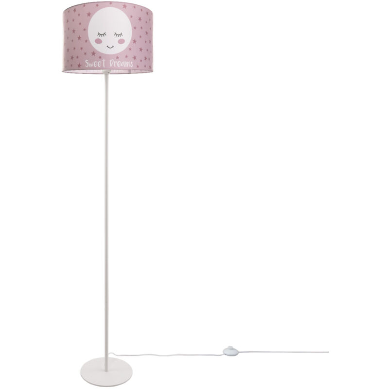 Lampe pour enfants Lampadaire Chambre d'enfant Lampe avec motif lune E27 Un pied Blanc + Ampoule, Rose (Ø38 cm) - Paco Home