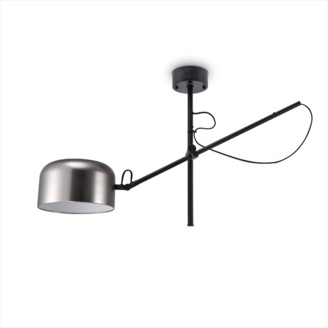 Paco Home LED Lampen Pendellampe Stehlampe Deckenlampe Deko Wohnzimmer Leselampe Büro E27 Schwarz, Deckenleuchte Matt Nickel
