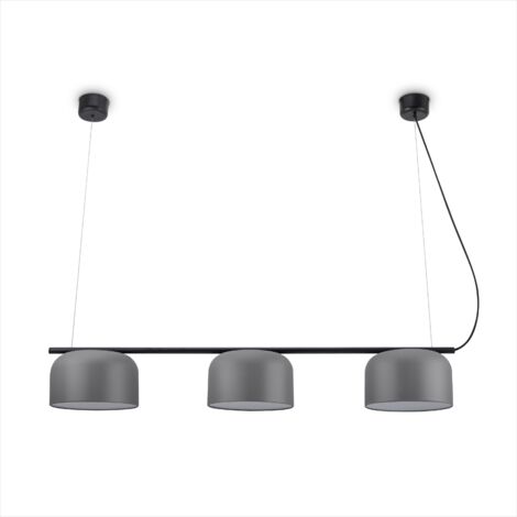 Paco Home LED Lampen Pendellampe Stehlampe Deckenlampe Deko Wohnzimmer Leselampe Büro E27 Schwarz, Pendelleuchte 3-Flammig - Grau