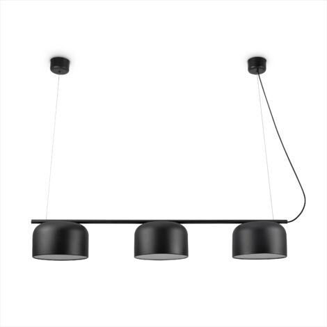 Paco Home LED Lampen Pendellampe Stehlampe Deckenlampe Deko Wohnzimmer Leselampe Büro E27 Schwarz, Pendelleuchte 3-Flammig - Schwarz