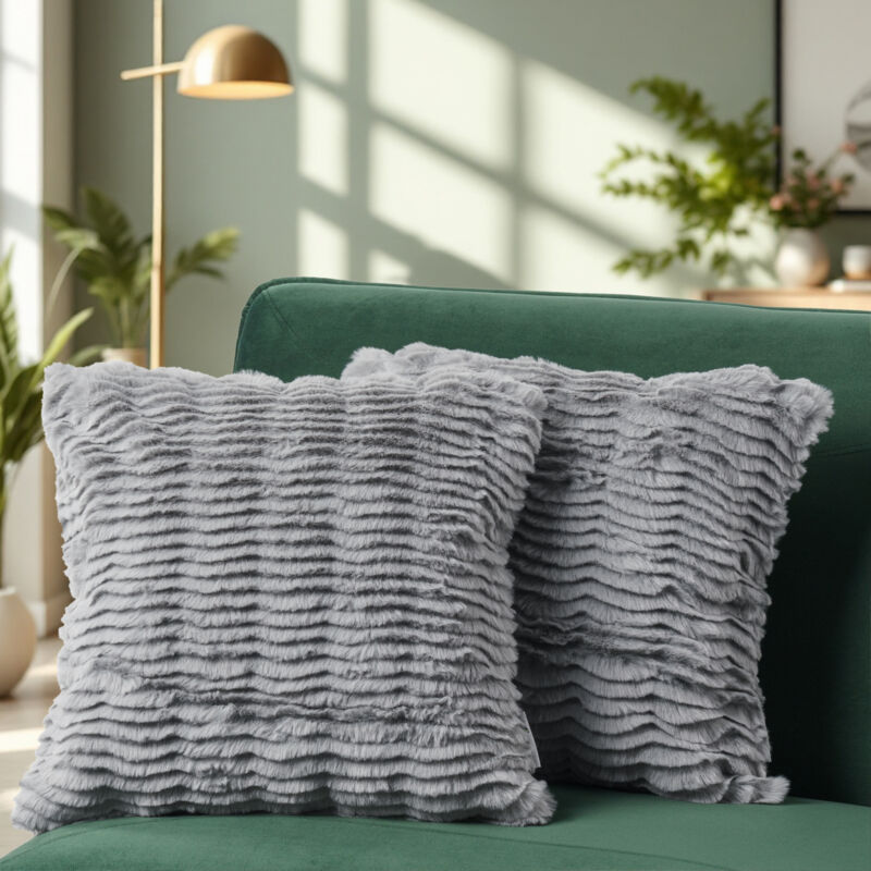 Lot De 2 Coussins Décoratifs Housse De Coussin Décoration Salon Coussins Canapé 2pcs-Set, Gris - Paco Home