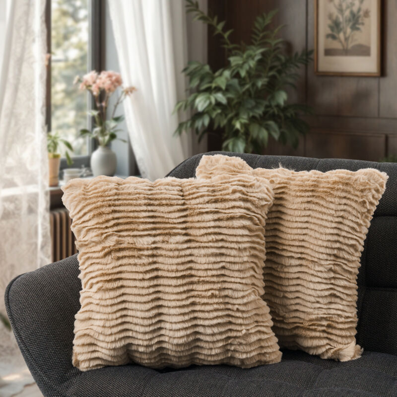 Lot De 2 Coussins Décoratifs Housse De Coussin Décoration Salon Coussins Canapé Beige, 2pcs-Set - Paco Home
