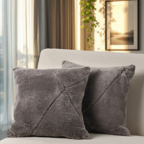 Paco Home Lote De 2 Fundas De Cojín Decorativa Funda De Cojín Decorativa De Sofá Skandi 2pcs-Set, Antracita