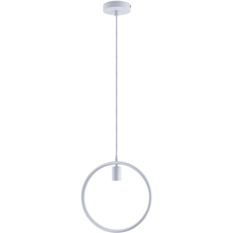 Paco Home Lumi. Suspensión Colgante Comedor Anillo Esfera 1,5m Cable Textil Recortable E27  Blanco,  Ámbar G125 300 Lumen / 5W