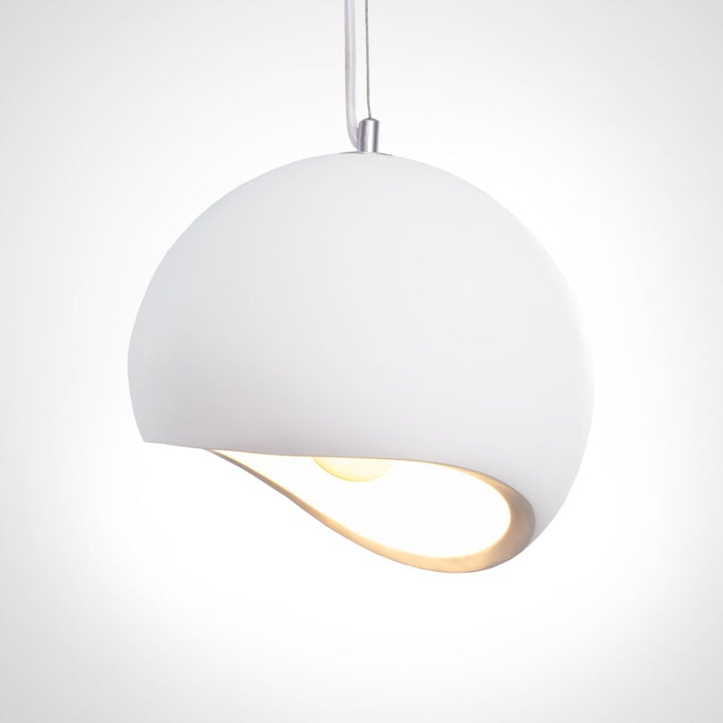Luminaire à suspension , E27, luminaire pour séjour, salle à manger, cuisine, réglable en hauteur Plâtre blanc, Sans ampoules - Paco Home