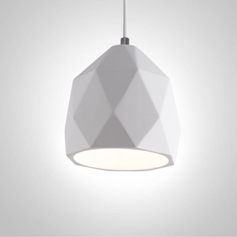 Luminaire à suspension , E27, luminaire pour séjour, salle à manger, cuisine, réglable en hauteur Plâtre blanc, Sans ampoules - Paco Home