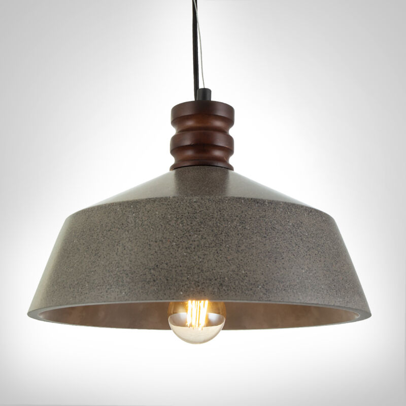 Luminaire à suspension , E27, luminaire pour séjour, salle à manger, cuisine, réglable en hauteur Concrete-Sandstone-Black, Sans ampoules - Paco Home