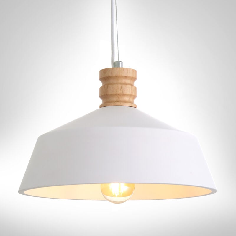 Luminaire à suspension , E27, luminaire pour séjour, salle à manger, cuisine, réglable en hauteur Plâtre blanc, Sans ampoules - Paco Home