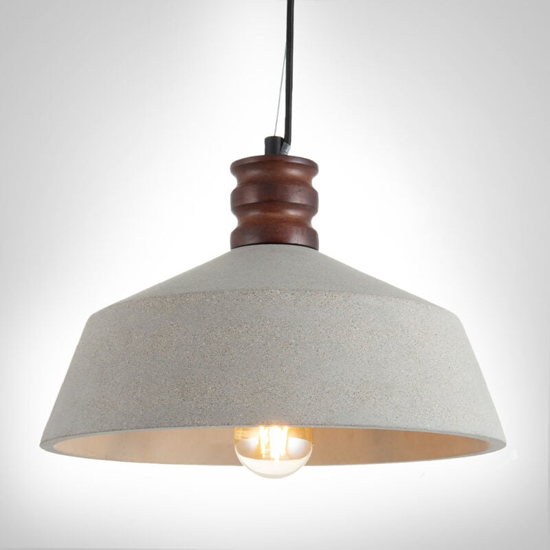 Luminaire à suspension , E27, luminaire pour séjour, salle à manger, cuisine, réglable en hauteur Béton-gris pierre, Sans ampoules - Paco Home