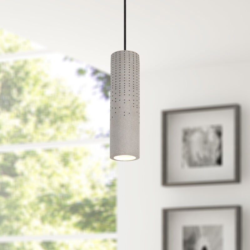 Paco Home - Luminaire à suspension , GU10, luminaire pour séjour, salle à manger, cuisine, réglable en hauteur Béton-gris pierre, Sans ampoules