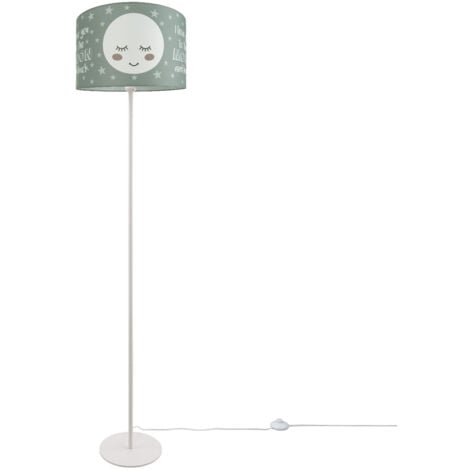 Paco Home Luminaria Habitación Infantil Lámpara De Pie  Con Luna Deco Lámpara Pie E27  Una Pata Blanco,  Gris (Ø38 cm)