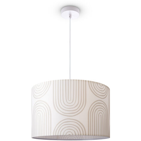 Paco Home Luminaria Techo Salón Colgante Mesa Comedor Pantalla Tela Moderna Abstracta Lámpara colgante - Blanco, Diseño 6 (Ø45,5 cm)