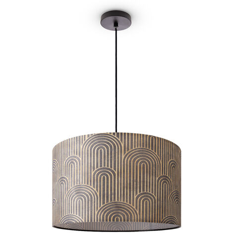 Paco Home Luminaria Techo Salón Colgante Mesa Comedor Pantalla Tela Moderna Abstracta Lámpara colgante - Negro, Diseño 9 (Ø45,5 cm)