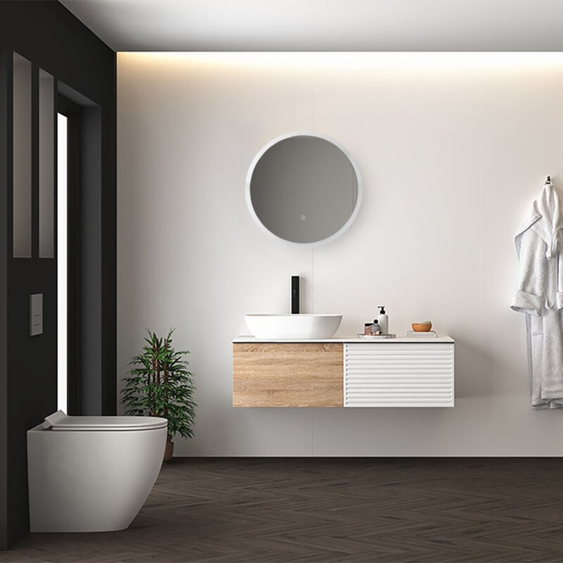 Paco Home Miroir Maquillage Avec Éclairage Salle De Bain Éclairage Indirect Type 7, Rond (∅50 cm)