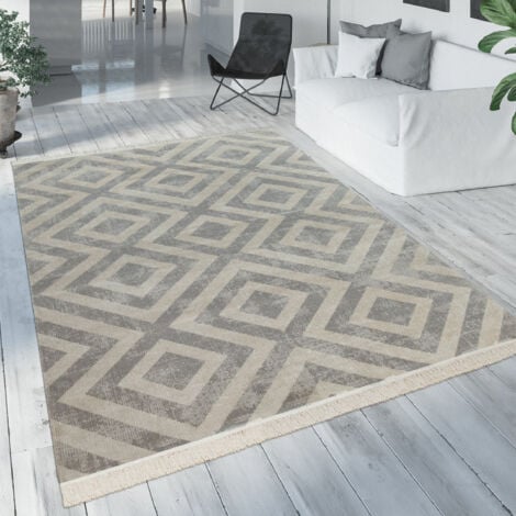 Paco Home Moderner Outdoor Teppich Rauten-Muster Vintage-Look Flachgewebe Wetterfest 240x340 cm
