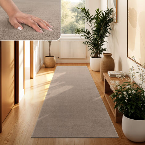 Paco Home Moderner Wohnzimmer Teppich Kurzflor Waschbar Weich Einfarbig Felloptik Anti-Rutsch 60x100 cm, Taupe