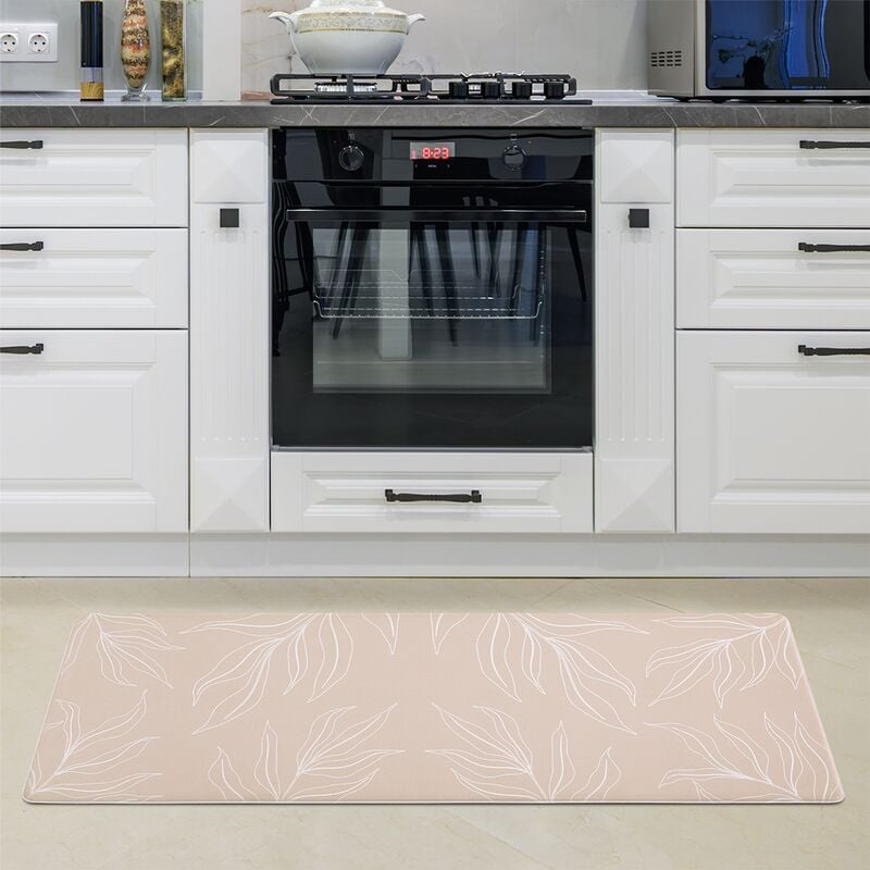 paco home - tapis de cuisine tapis cuisine pvc tapis antidérapant cuisine différents motifs beige 1, 45x120 cm